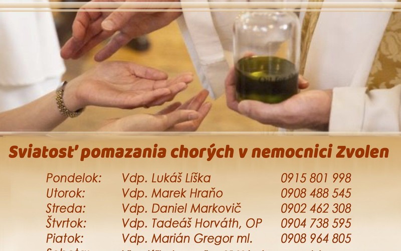 Sviatosť pomazania chorých - Nemocnica Zvolen