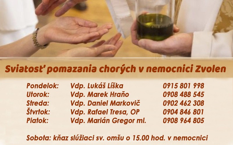 Sviatosť pomazania chorých - Nemocnica Zvolen
